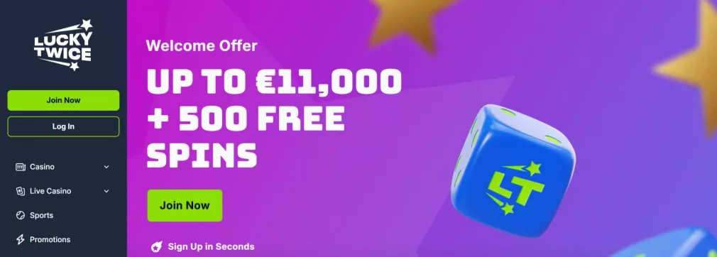 Lucky twice Casino Nederland – 100% tot €200 + 100 Gratis Spins welkomstbonus